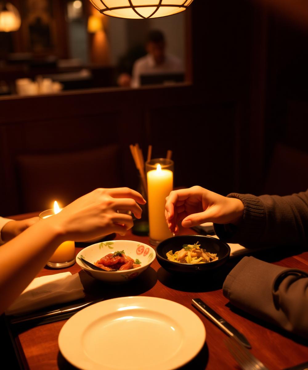Cozy dining moment by candlelight